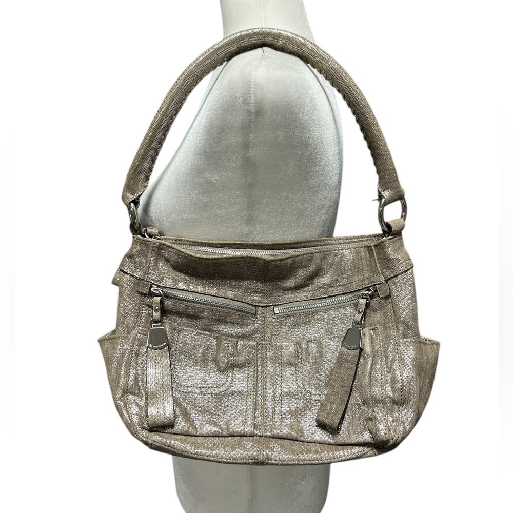 B. Makowsky Leather Metallic Bag